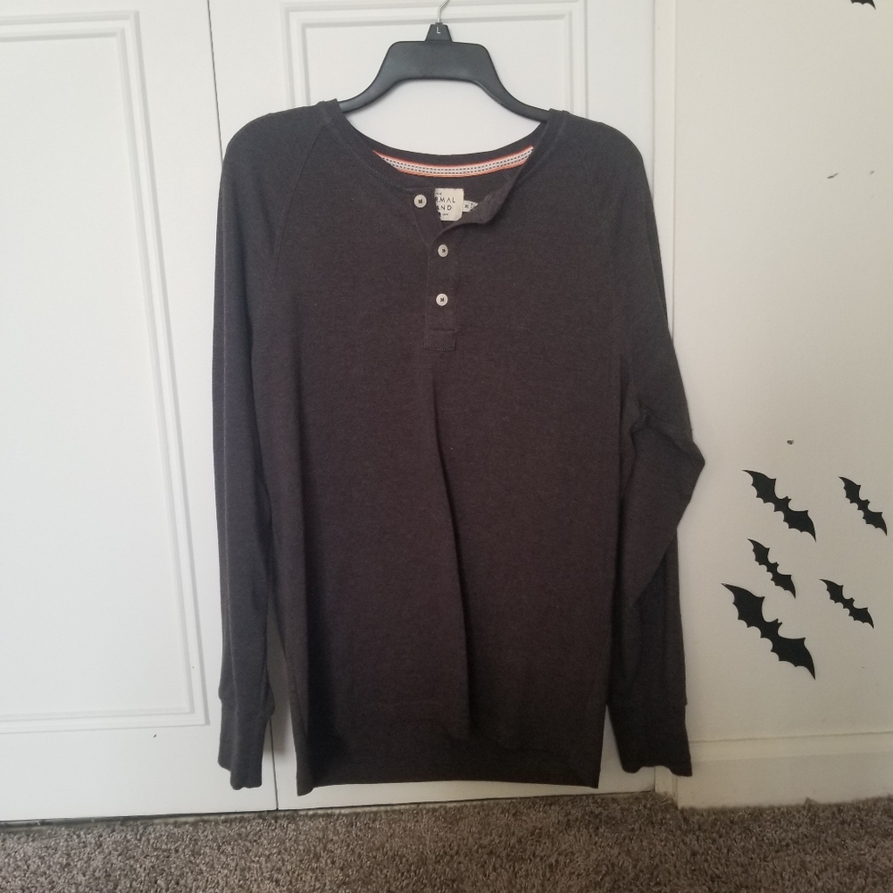 The Normal Brand Puremeso Raglan Henley Charcoal Medium